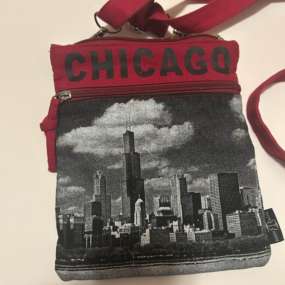 Robin Ruth  Chicago Skyline Red and Black crossbody Bag